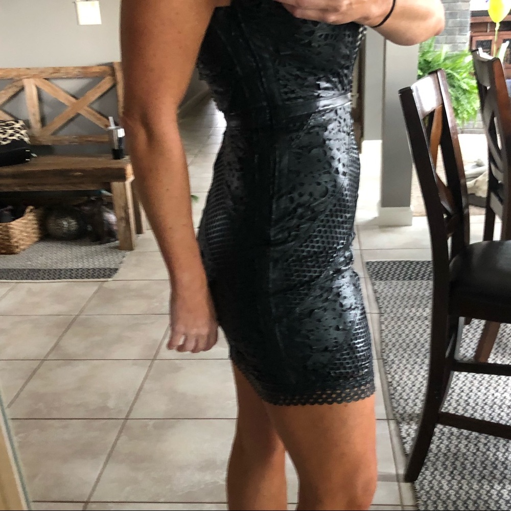 bebe XS Laser Cut Leather Dress